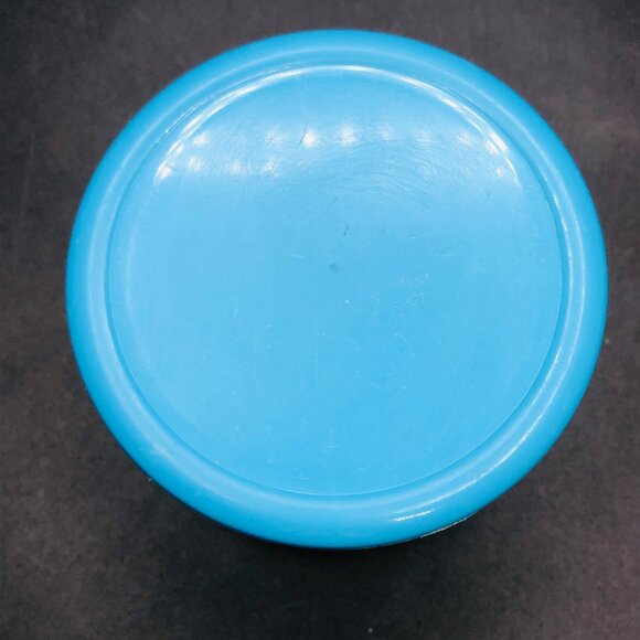 80s Country Mother Goose Ribbon Bow Glass Jar Blue Plastic Lid Vintage Canister - Picture 4 of 12